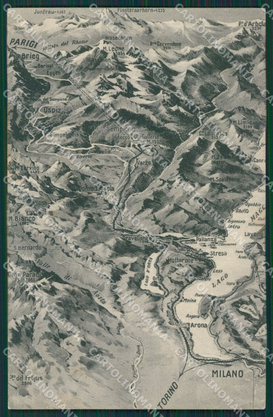 Verbania Mappa Lago Maggiore cartolina KV5098 – fronte