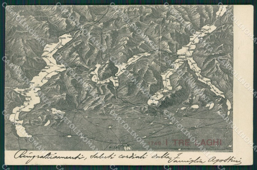 Verbania Lago di Como Lago Maggiore Mappa PIEGA cartolina KV5124 – fronte