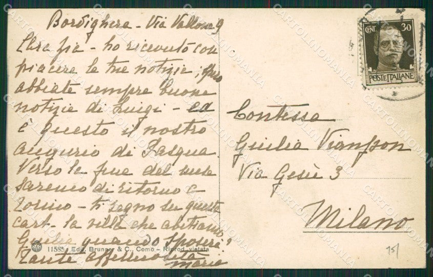 Imperia Bordighera cartolina KV5154 – retro