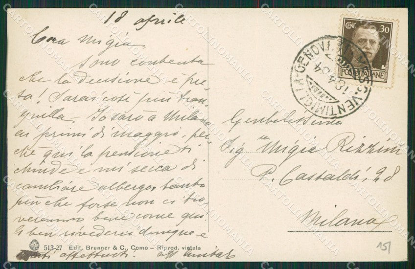 Imperia Bordighera cartolina KV5155 – retro