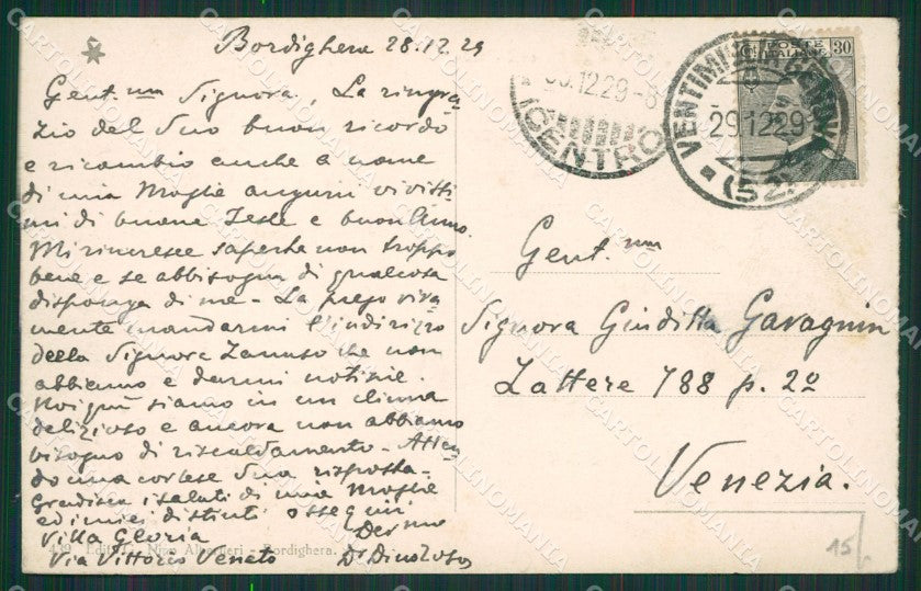 Imperia Bordighera cartolina KV5183 – retro