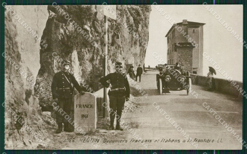 Francia Menton Mentone Frontiera Auto COLLA Foto cartolina KV5250 – fronte