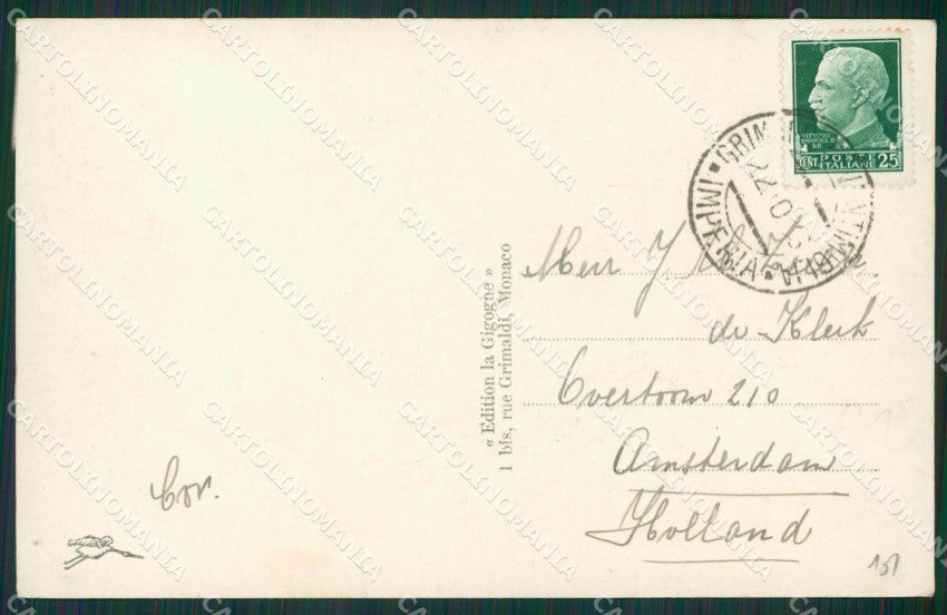 Francia Menton Mentone Frontiera Auto Foto cartolina KV5258 – retro