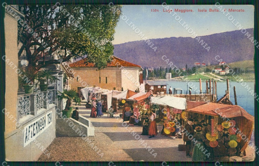 Verbania Stresa Isola Bella Mercato PIEGATA cartolina KV5292 – fronte