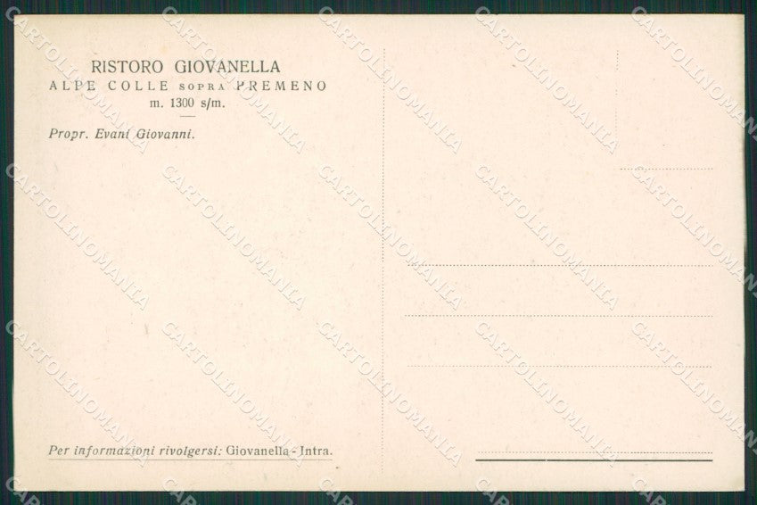 Verbania Premeno Ristoro Giovanella Alpe Colle cartolina KV5299 – retro