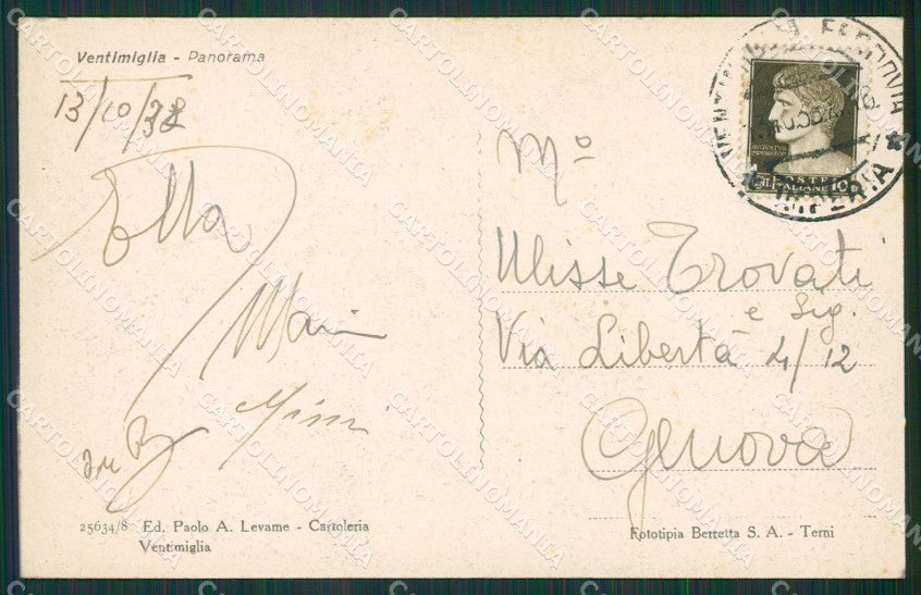 Imperia Ventimiglia cartolina KV5442 – retro
