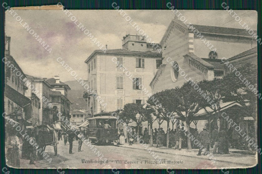 Imperia Ventimiglia Tram ABRASA TRACCE UMIDO cartolina KV5513 – fronte