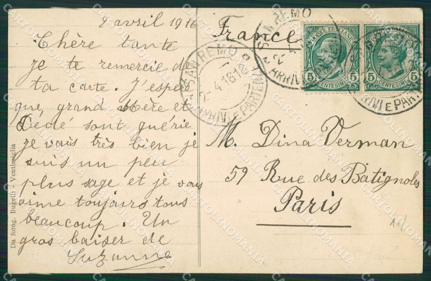 Imperia Ventimiglia Scala Santa cartolina KV5576 – retro