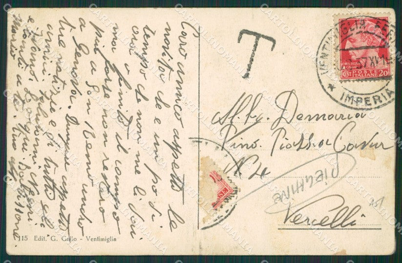 Imperia Ventimiglia Frontiera Saluti da PIEGHINE cartolina KV5676 – retro