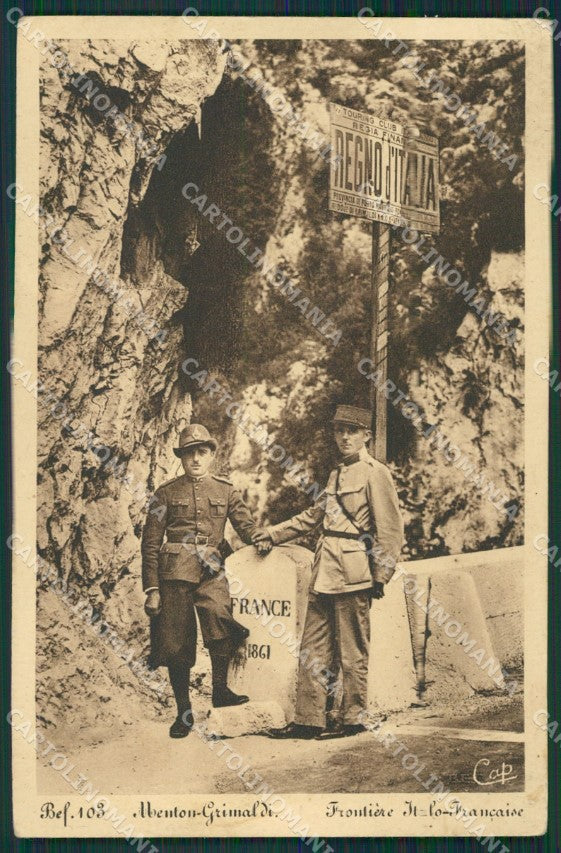 Francia Menton Mentone Frontiera cartolina KV5680 – fronte