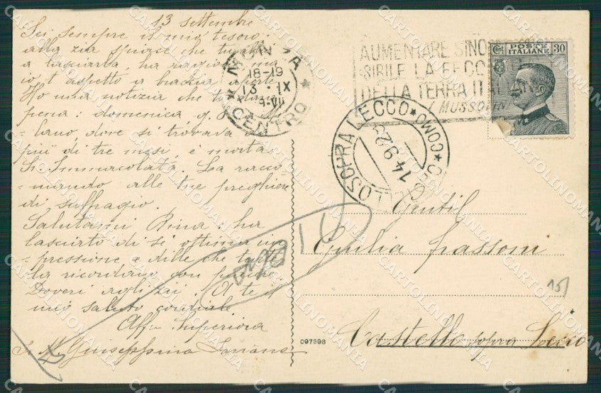 Milano Monza Collegio Bianconi PIEGA cartolina KV5902 – retro