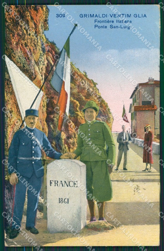 Imperia Ventimiglia Grimaldi Ponte San Luigi Frontiera PIEGHINE cartolina KV5949 – fronte