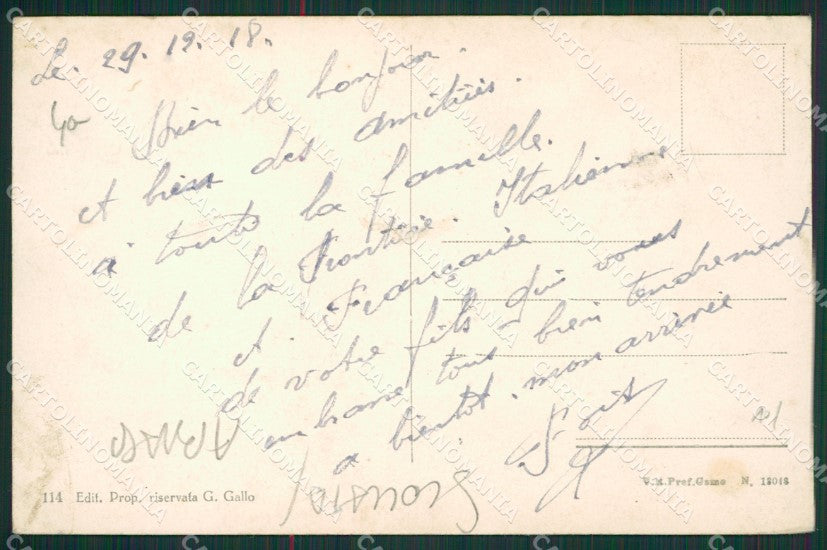 Imperia Ventimiglia Grimaldi Frontiera Saluti ABRASA SCOLLATA cartolina KV5982 – retro