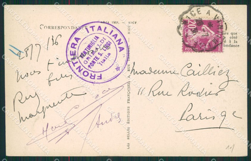 Imperia Ventimiglia Grimaldi Ponte San Luigi Frontiera Auto cartolina KV5989 – retro