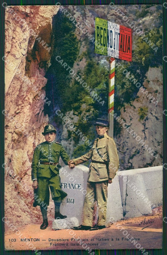 Francia Menton Mentone Frontiera cartolina KV6057 – fronte