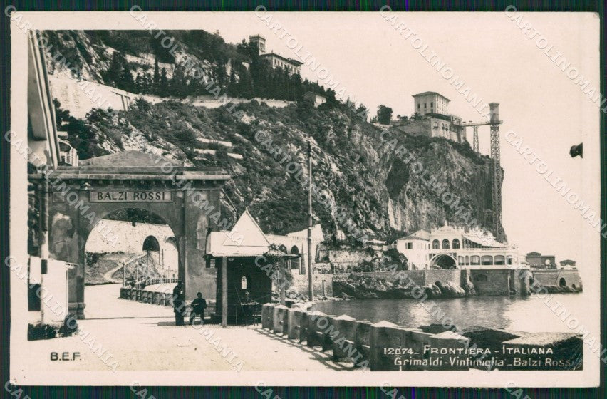 Imperia Ventimiglia Grimaldi Balzi Rossi Frontiera PIEGA Foto cartolina KV6088 – fronte