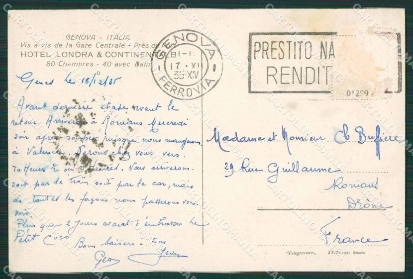 Genova Città cartolina KV6195 – retro