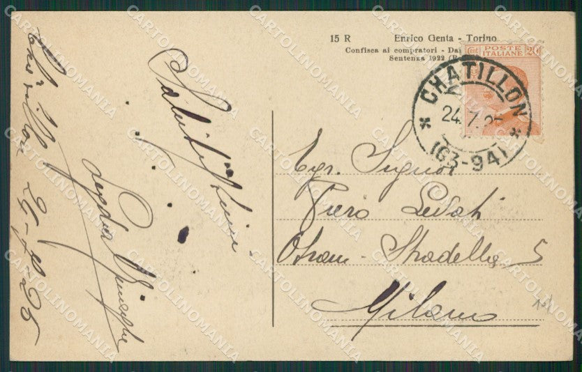 Aosta Chatillon Ussel Castello di Genta cartolina KV6215 – retro