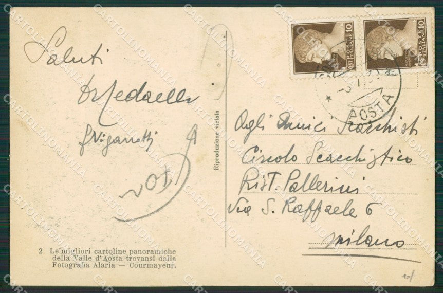 Aosta Courmayeur Monte Bianco FORI cartolina KV6244 – retro