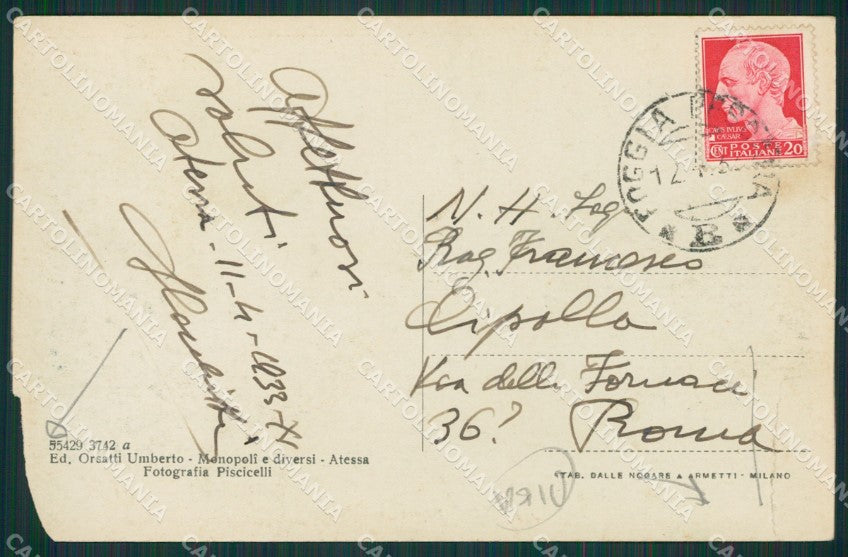 Chieti Atessa PIEGA ANGOLO TAGLIATO cartolina KV6257 – retro