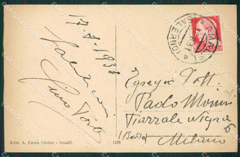 Salerno Amalfi cartolina KV6316 – retro