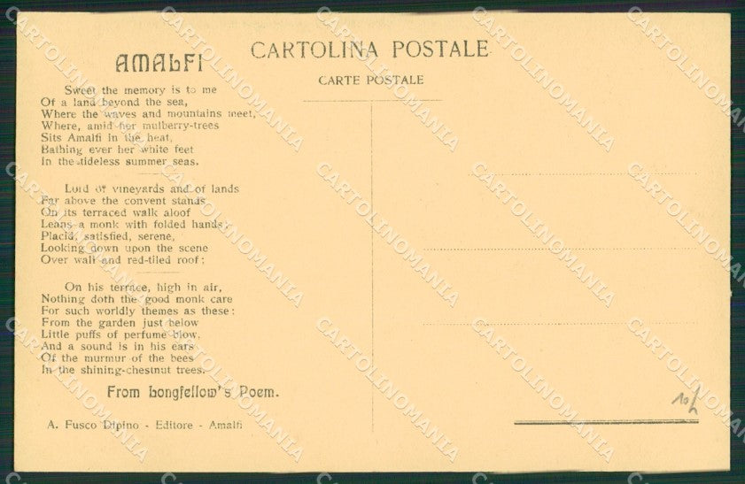 Salerno Amalfi cartolina KV6325 – retro