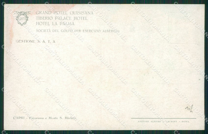 Napoli Capri Monte San Michele cartolina KV6407 – retro