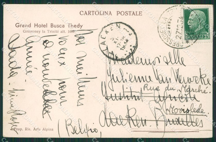 Aosta Gressoney La Trinité Neve Nevicata cartolina KV6428 – retro