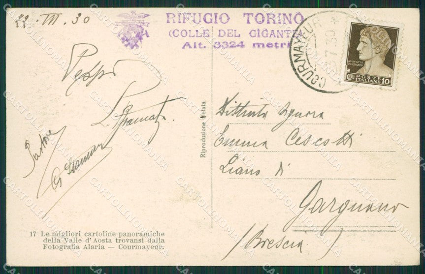 Aosta Courmayeur Rifugio Torino cartolina KV6435 – retro