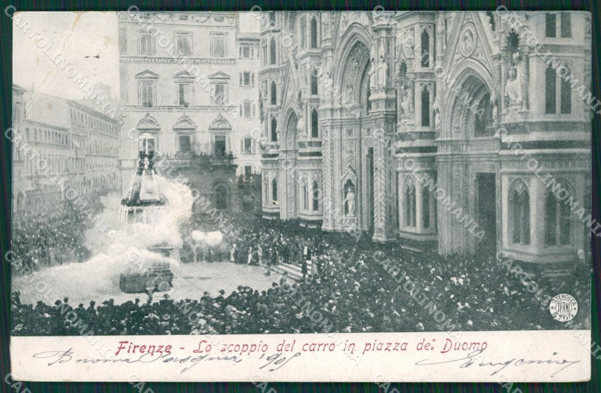 Firenze Città Scoppio del Carro Alterocca 5794 PIEGA cartolina KV6473 – fronte