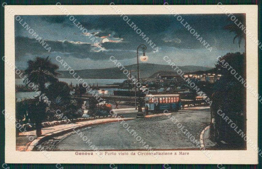 Genova Città Tram Chiaro di Luna cartolina KV6508 – fronte