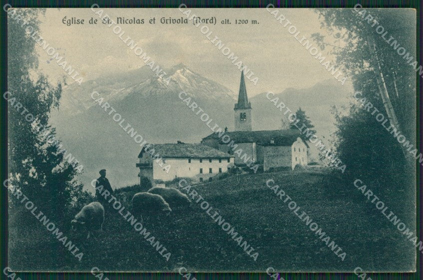 Aosta Saint Nicolas Grivola PIEGA cartolina KV6536 – fronte