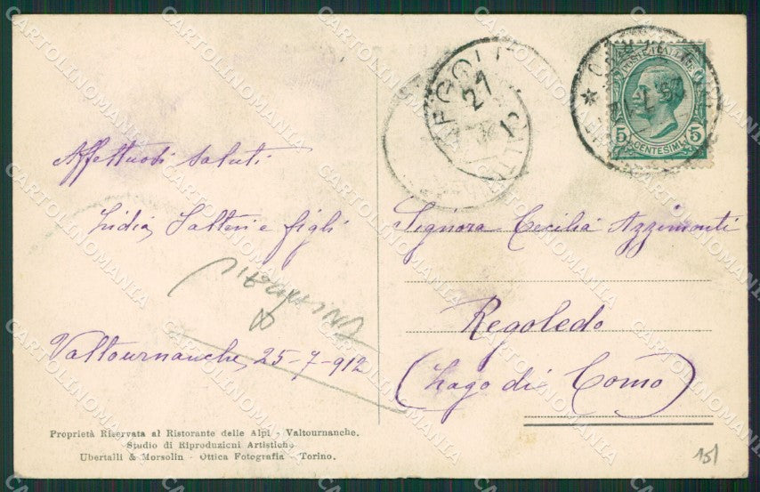 Aosta Valtournenche PIEGHINA cartolina KV6543 – retro