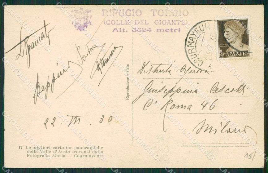 Aosta Courmayeur Rifugio Torino cartolina KV6558 – retro