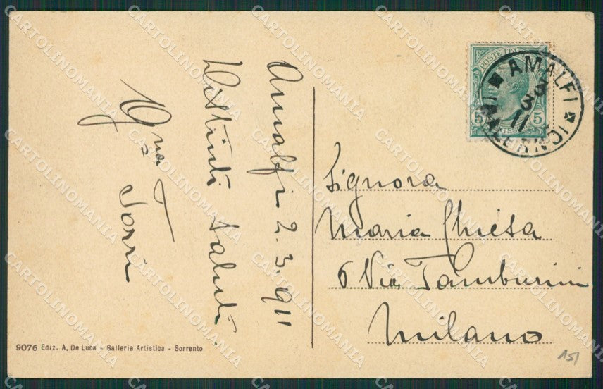 Salerno Amalfi cartolina KV6588 – retro