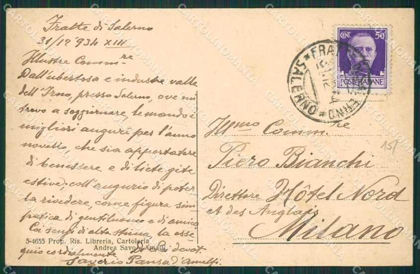 Salerno Amalfi cartolina KV6591 – retro