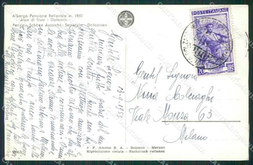 Bolzano Castelrotto Alpe di Siusi Foto cartolina KV6804 – retro