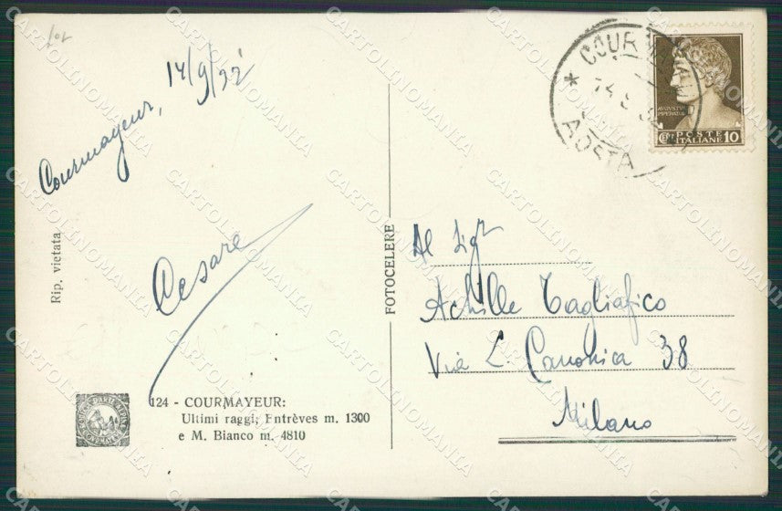 Aosta Courmayeur Foto cartolina KV6809 – retro