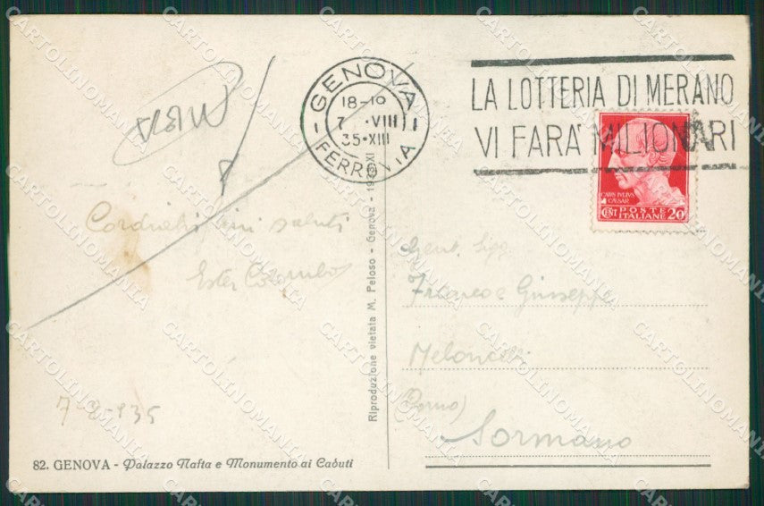 Genova Città PIEGA Foto cartolina KV6823 – retro