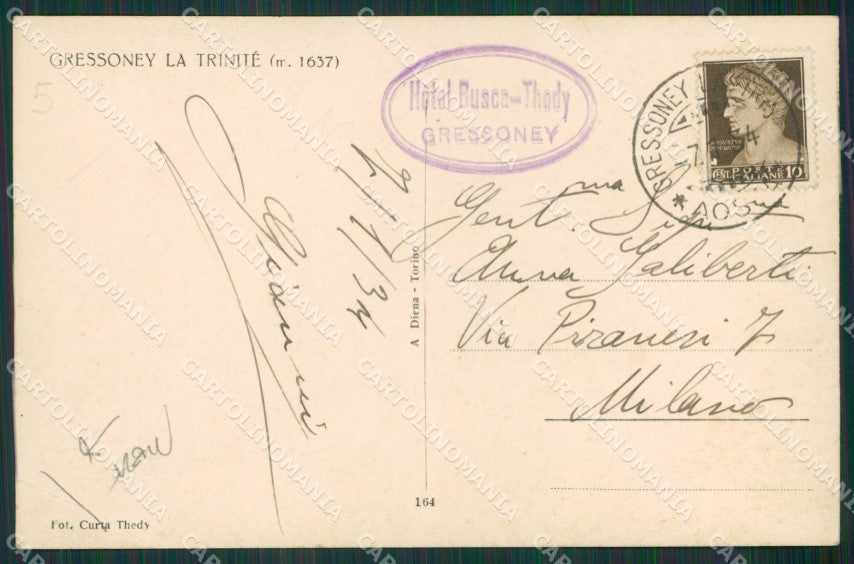 Aosta Gressoney La Trinité PIEGA Foto cartolina KV6846 – retro