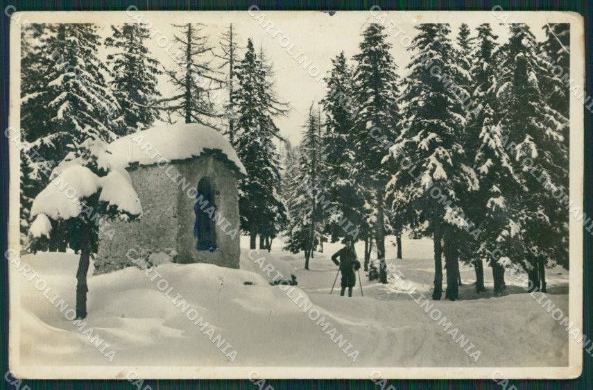 Sondrio Madesimo Motta Neve Nevicata Sci PIEGA MACCHIA Foto cartolina KV6881 – fronte
