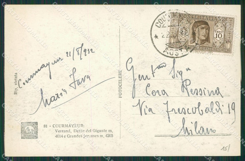 Aosta Courmayeur Verrand Foto cartolina KV6882 – retro