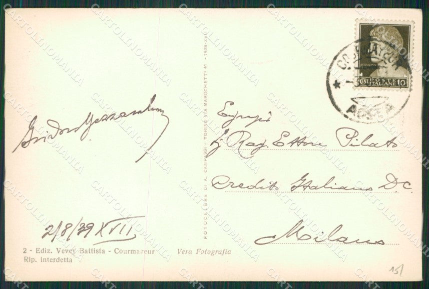 Aosta Courmayeur Foto cartolina KV6884 – retro