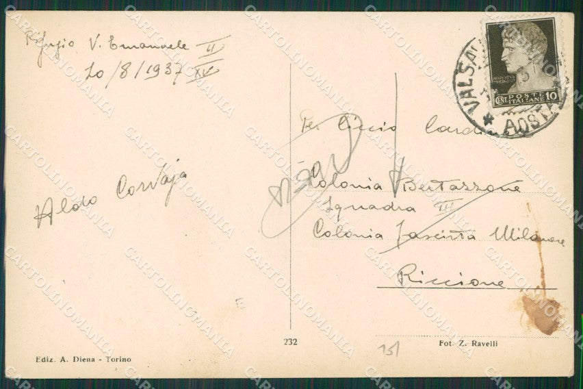Aosta Valsavarenche Rifugio Vittorio Emanuele II PIEGA Foto cartolina KV6889 – retro