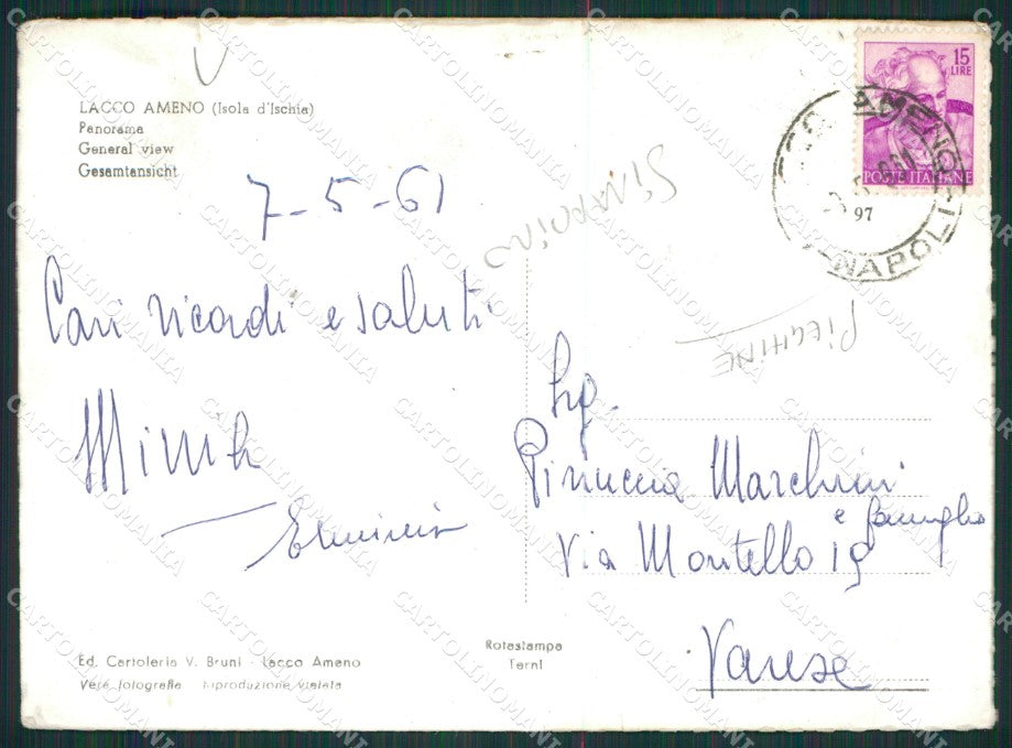Napoli Lacco Ameno Isola d'Ischia STRAPPINO PIEGHINE Foto FG cartolina KV6916 – retro