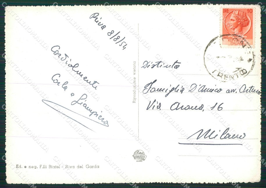 Trento Riva Lago di Garda Gardesana Foto FG cartolina KV6925 – retro