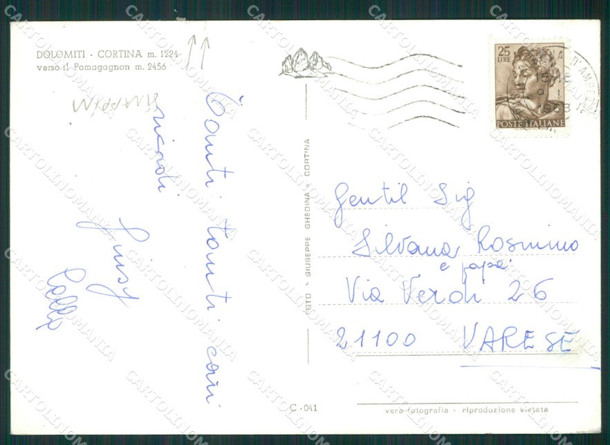 Belluno Cortina Nevicata STRAPPINI Foto FG cartolina KV6931 – retro