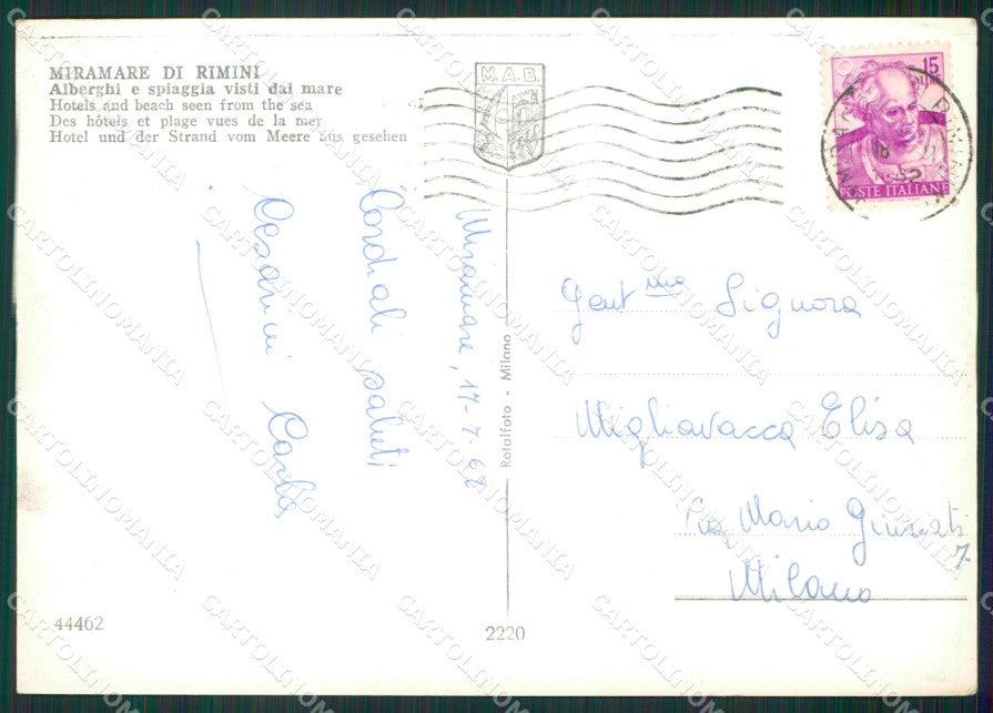 Rimini Miramare di Rimini Foto FG cartolina KV6988 – retro