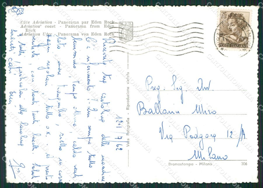 Pesaro Gabicce Mare Eden Rock Foto FG cartolina KV7014 – retro