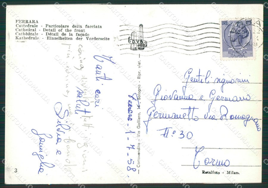 Ferrara Città Foto FG cartolina KV7016 – retro